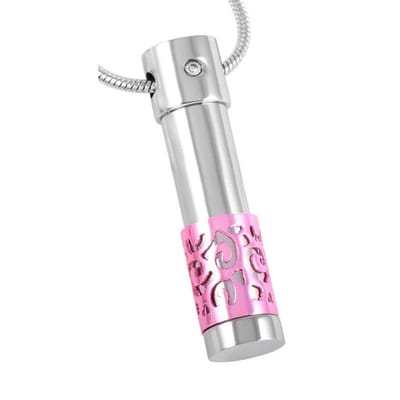 Aramat Jewels | Gedenkhangers | Stalen Ashanger Buisje – Cilinder Hanger Gedenksieraad Meerdere Kleuren | Roze-4x0.8cm | |8mm | Staal | Volwassenen | Verkleurd niet