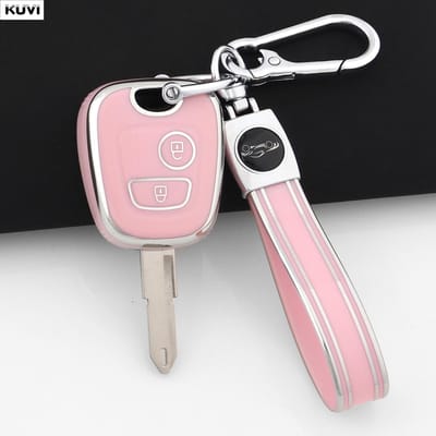 Roze TPU Auto Afstandsbediening Slimme Sleutel Hoes Cover Shell Fob Sleutelhanger Voor Peugeot 107 206 207 307 Voor Citroen C1 C2 C3 C4 Voor Toyota Aygo gray