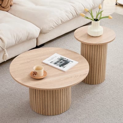Salontafel Rond - Salon Tafel set van 2 - Hout - Scandinavische Stijl