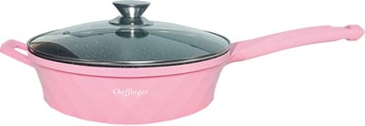 Cheffinger Hapjespan met Deksel - 28cm - Roze - Inductie - Diamond