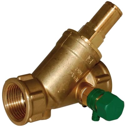 Seppelfricke SEPP DIN-Basis Terugslagklep schuine zitting, met aftap, Rp1/2 (DN15), messing Typ 1556, 0201037