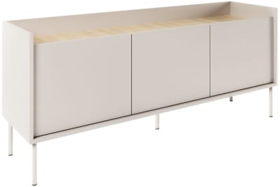 Selsey Tovi - Tv-meubel met 3 deuren, 140 cm, Cashmeregrijs / Eikenhoutlook