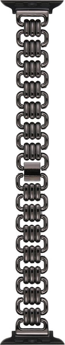 Stalen bandje - kettingvormig - geschikt voor Apple Watch 1/2/3/4/5/6/7/8/9/10/11/ SE (1,2,3) met maat 38 mm / 40 mm / 41 mm en 42 mm (Watch 10/11) - zwart