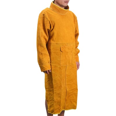 Vêtements de travail en cuir de vache à porter à l'envers, col montant, manches longues, vêtements de protection ignifuges orange