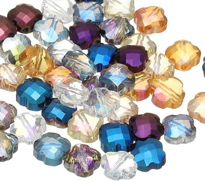 Kralen, 50 stuks 8 mm klaver bedel, transparante kristallen glaskralen, heldere benodigdheden voor het maken van sieraden voor armbanden, doe-het-zelf ambachten, gemengde kleur