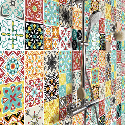 Muurstickers - Zelfklevende tegelmuurstickers voor keuken en badkamer - 30 Geralfia tegelstickers - 30 stickers 10x10cm