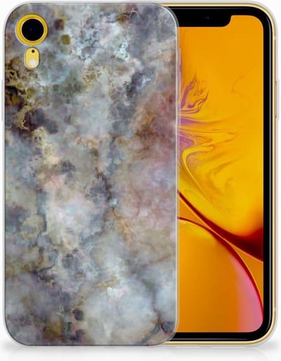 Back Cover voor Apple iPhone Xr TPU Siliconen Hoesje Marmer Grijs