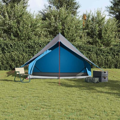 vidaXL - Familietent - met - dak - Blauw - en - Grijs - 256 - x - 256 - x - 185 - cm