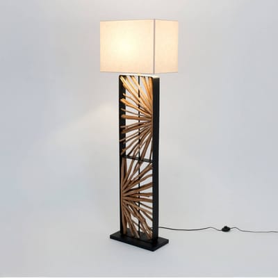 Holländer Vloerlamp MONTE ISOLA, naturel/beige, hoogte 160 cm, hout/textiel