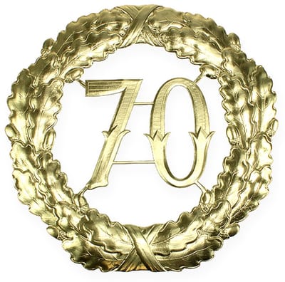 Jubileumnummer 70 in goud Ø40cm