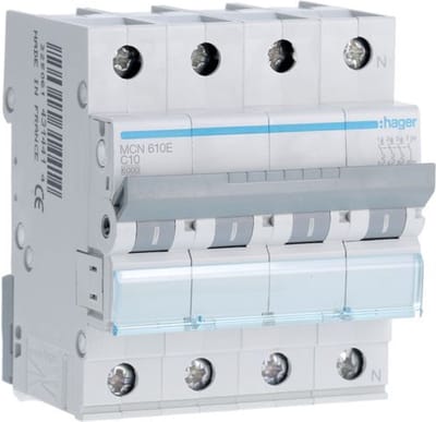 Hager Miniature circuit breaker mcb 3p+n 6ka c-10a