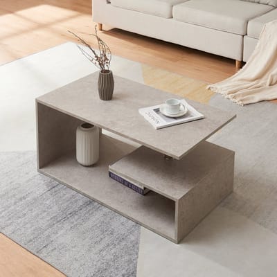 Salontafel Haarlem rechthoekig betonkleurig licht 90x50x41 cm [en.casa]
