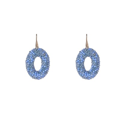 Go Dutch Label Oorhangers full on beads ovaal Blauw