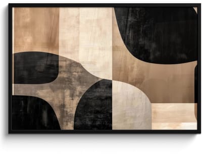 Poster in lijst - Fotolijst 120x80 cm - Posters - Abstract - Vlakken - Zwart - Rond - Posterlijst zwart - Decoratie - Wanddecoratie woonkamer - Muurdecoratie slaapkamer