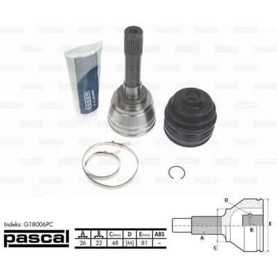 Homokineet reparatie set, aandrijfas PASCAL G18006PC