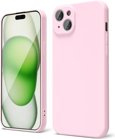 Solid hoesje Soft Touch Liquid Silicone Flexible TPU Cover [Camera all-round bescherming] - Geschikt voor: iPhone 15 - Lichtroze