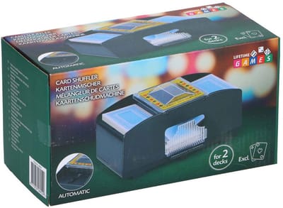 Lifetime Games Kaartenschudmachine Automatisch - Elektrische Card Shuffler voor 2 Decks - Kaartschudder op Batterijen - Spelaccessoire voor Poker, Bridge en Rummikub - Zwart