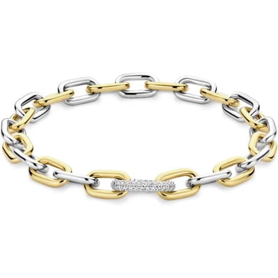 TI SENTO Dames Armband - 925 zilver - Zirkonia met geel verguld - Maat M - 23052ZY