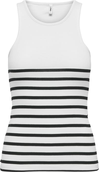 Only Top Onlkenya Rib Stripe Tank Top Jrs No 15318407 Bright White/ Black Dames Maat - M