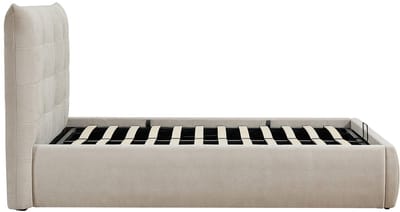 Vente-unique Bed met opbergruimte stof beige 160 x 200 cm