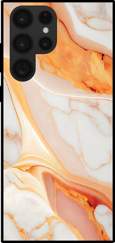 Smartphonica Telefoonhoesje voor Samsung Galaxy S22 Ultra met marmer opdruk - TPU backcover case marble design - Oranje geschikt voor Samsung Galaxy S22 Ultra