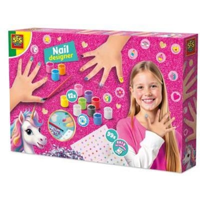 SES Creative - Unicorn - Nagel Ontwerper - Knutselen Meisjes - Nagellak en Glitterstenen - Vanaf 6 jaar