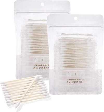 Biologisch afbreekbare wattenstaafjes, individueel verpakt, voor oren, schoonmaak en beauty (200 stuks)