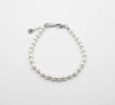 Colure® armband glasparels white 4mm zilveren Miyuki gecombineerd