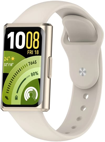 Strap-it Siliconen 'Sport' bandje geschikt voor Huawei Band 11 / Huawei Band 11 Pro (Sterrenlicht)