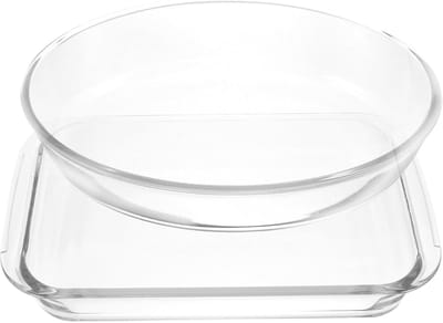 Glas Bakvorm Set - Ovenschalen Rechthoek - Taart En Gerechten - Oven Magnetron Vaatwasser - 26x18x6 cm - Transparant