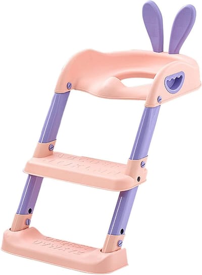 Peuter Toiletstoel - Zindelijkheidstrainer Kinderen - Zelfstandig Toilet Gebruik - Inklapbaar Met Trapje - 39x69cm - Roze