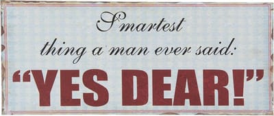 Clayre & Eef Tekstbord 30x13 cm Blauw Metaal Rechthoek Yes Dear Wandbord