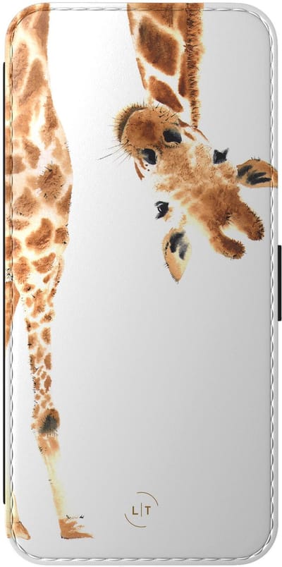 Leuke Telefoonhoesjes - Hoesje geschikt voor Samsung Galaxy A56 bookcase leer - Giraffe - Giraffe - Wallet Case met pasjeshouder - Print / Illustratie - Bruin
