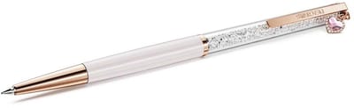 Swarovski Crystalline Pen 5732990 | Roze balpen met roségoudkleurige details en hart-hanger | Luxe schrijfinstrument, navulbaar
