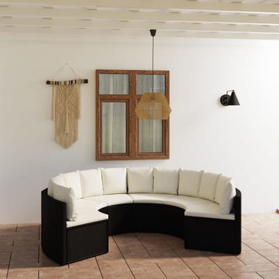 vidaXL - 6-delige - Loungeset - met - kussens - poly - rattan - zwart