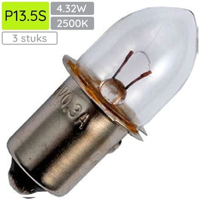 Signaallamp P13.5S 8.6V 4.32W - 502 mAh - 3 stuks - T1 Gloeilamp Ø10mm - 30mm - 2500K - Dimbaar