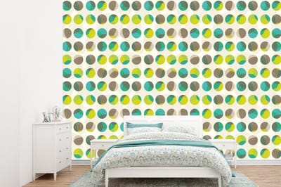Behang - Fotobehang Cirkel - Groen - Patroon - Breedte 360 cm x hoogte 260 cm