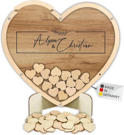 Gepersonaliseerd gastenboek van hout en acrylglas voor bruiloft