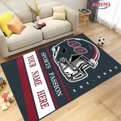 Nieuw product! Gepersonaliseerd Custom Voetbal Tapijt met Naam Nummer, Aangepast Sport Mat voor Fans Woonkamer Slaapkamer Balkon Mat 50x80cm (20x31in)