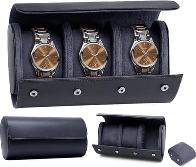 Elegante opbergdoos voor 3 horloges en sieraden - Perfect voor reizen en als cadeau in blauw