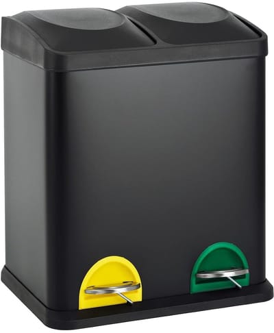 Dubbele Afvalemmer 30 Liter - 2x15L Pedaalemmer voor Keuken en Badkamer - Efficiënte Afvalscheiding