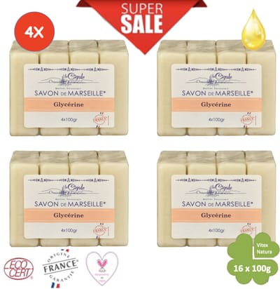 Savon de Marseille 1.6 kg Glycèrine zeep | 4 pakjes a 4x100g | Le Cigale