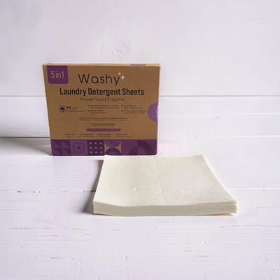 Washy Wasstrips Lavendel- Wasmiddeldoekjes voor Witte, Gekleurde en Zwarte Was - Wasmiddel Strips - Eco Wasmiddel Vellen - Duurzame Laundry Strips (100 wasbeurten)