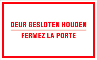 Deur gesloten houden bord met tekst - kunststof - NL & FRA 400 x 250 mm