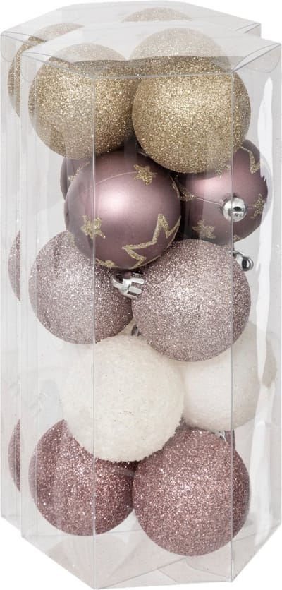 Atmosphera kerstballen in het champagne en roze - 30x stuks - 5 cm - kunststof - kerstversieringen