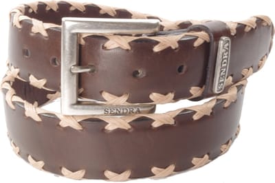 Sendra Riem 7336 Bruin Handgemaakt Met dik garen gevlochten Verwisselbare Gesp Cowboy Western Ibiza Bohemian 4cm brede Dame Heren Jeans Broekriem Echt Leer
