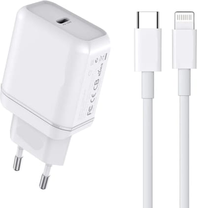 20w Snellader geschikt voor iPhone - Lightning Kabel 1 Meter - Oplader usb C - Wit