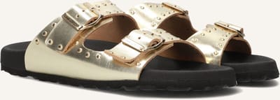 LINA LOCCHI 2 Gesp Slipper Met Studs Slippers - Dames - Goud - Maat 36
