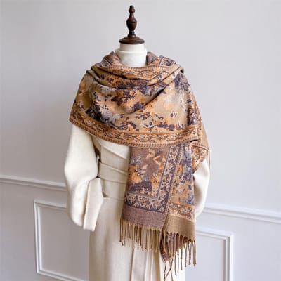 Ontwerp Bloemen Bedrukte Kasjmier Sjaal Vrouwen Winter Pashmina Sjaals En Omslagdoeken Dikke Warme Bufanda Stoles Deken Luxe 68x180cm black
