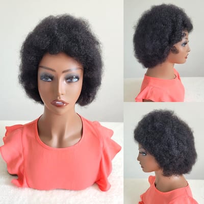 Braziliaanse Remy pruik - 10 inch afro kinky krullen pruiken - 100% human hair - none lace wig -